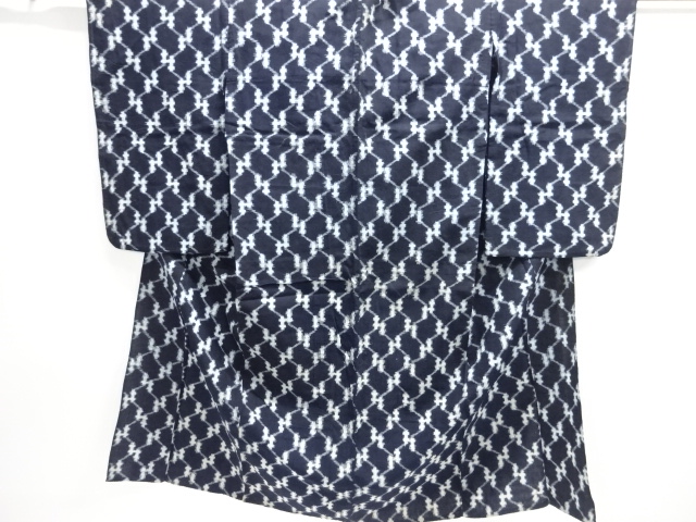 JAPANESE KIMONO / ANTIQUE COTTON AUTHENTIC KURUME KASURI GEOMETRIC PAT